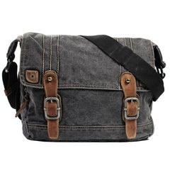 Cool Canvas Black Mens 13 inches Messenger Bag Side Bag Green Postman Bag Courier Bag For Men