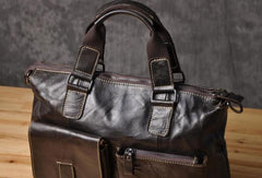 Handmade leather men Briefcase messenger vintage shoulder laptop bag vintage bag - EverHandmade