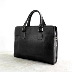 Vintage Black Leather Mens Briefcases Work Bag Laptop Bag Business Bag for Men