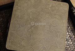 Handmade long leather wallet floral leather clutch wallet for women men - EverHandmade