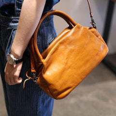 Top Handle Satchel Bag Brown Leather Satchel Purse - Annie Jewel