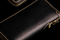 Handmade leather carp biker wallet clutch zip long wallet brown leather men phone - EverHandmade