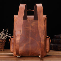 Cool Brown Leather Men's 13'' Laptop Backpack School Backpack Travel Backpack For Men