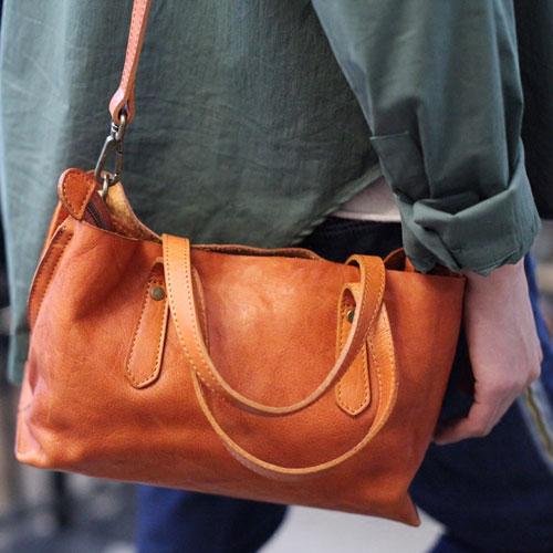 Women Orange Leather Handbags Shoulder Crossbody Bags Purse - Annie Jewel