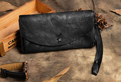 Handmade Long Leather Wallet Vintage Wallet Botton Clucth Purse For Women - EverHandmade