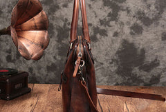 Vintage Leather Mens Brown Briefcase Work Bag Leather Business Bag  for men