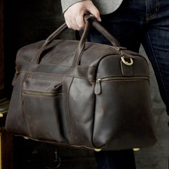 Cool Leather Mens Weekender Bag Travel Bag Duffle Bags Holdall Bag for men