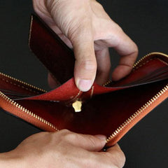 Handmade Leather Mens Biker Chain Wallet Cool Leather Wallets Small Chain Wallets for Men