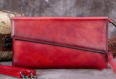 Genuine Leather Clutch Vintage Wristlet Wallet Crossbody Bag Shoulder Bag Handbag Purse For Women - EverHandmade