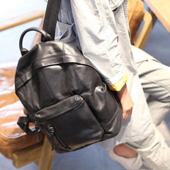Womens Black Backpack Purse Leather Book Bag Purse - Annie Jewel