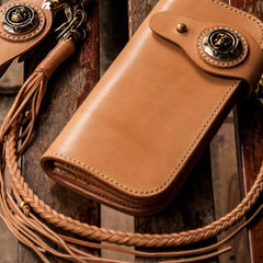 Handmade Leather Mens Chain Biker Wallet Cool Long Leather Wallet With Chain Wallets for Men