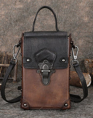 Leather Womens Small Box Shoulder Bag Cube Small Handmade Handbag Purse for Ladies