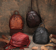 Classic Coffee Leather Small Rucksack Womens Compact Leather Backpack Ladies Backpack Purse