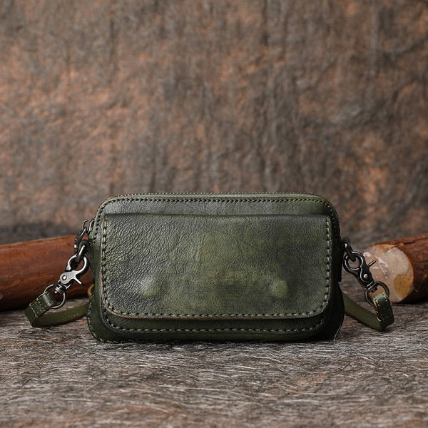 Vintage Black Womens Leather Mini Shoulder Purse - Chain Detail