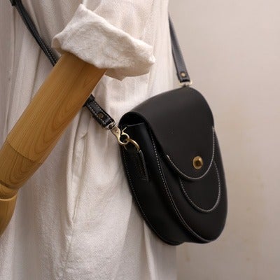 Cute Coffee LEATHER Saddle Side Bag WOMEN SHOULDER BAG Crossbody Saddle Purse FOR WOMEN