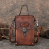 Leather Brown Womens Small Box Shoulder Bag Cube Small Handmade Handbag Purse for Ladies