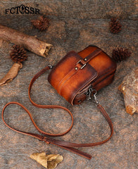 Green Leather Womens VIntage Phone Shoulder Bag - Chain Detail