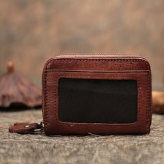 Leather Zipper Card Wallets Cute Small Women Double Zip Card Wallet For Ladies