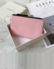 Cute Pink Leather Small Change Wallet Women Keychain with Wallet Zipper Coin Wallet For Women