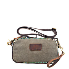 Cool Canvas Mens Green Clutch Bag Mini Side Bag Gray Small Messenger Bag For Men