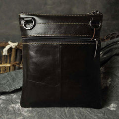 Mens Leather Small Side Bag Messenger Bag Courier bag for Men