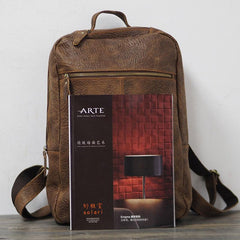Cool Mens Leather 15inch Laptop Backpack Travel Backpacks Leather School Backpack for Men