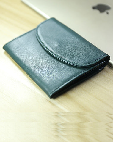 Women Green Leather Mini Billfold Wallet Cute Coin Wallets Slim Change Wallets For Women