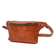 Cool Light Brown Leather Men Chest Bag Waist Bag Tan Fanny Pack Hip Bag Bum Pack For Men