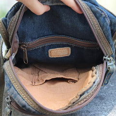 Blue Denim Mens Casual Small Side Bag Vertical Messenger Bags Jean Courier Bag For Men