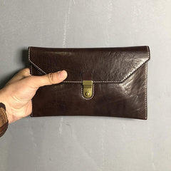 Cool Leather Black Mens Clutch envelope wallet Brown Clutch Wallet Wristlet Wallet for Men