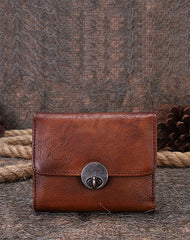 Vintage Womens Red Leather Small Trifold Wallet - Card Slots Detail