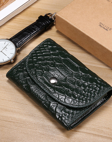 Stylish Womens Black Crocodile Pattern Leather Billfold Wallet Small Wallet with CH00402131