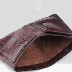 Genuine Leather Mens Cool Slim Leather Wallet Men Small Wallets Bifold for Men