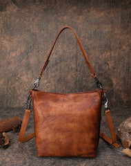 Best Green Leather Womens Vintage Tote Handbag - Side View