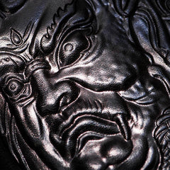 Handmade Leather Acalanatha Mens Tooled Chain Biker Wallet Cool Leather Wallet Long Clutch Wallets for Men