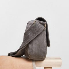 Mens Canvas Gray Cool Messenger Bag Side Bag Shoulder Bag for Men