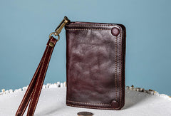 Handmade Genuine Leather Wallet billfold Leather Wallet Slim Bifold Wallet Wristlet Bag For Women - EverHandmade