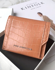 Cute Women Black Vegan Leather Small Card Holder Crocodile Pattern Card Wallets Slim Change Wallet For Women