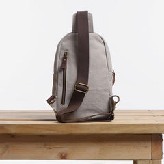 Cool Canvas Gray Mens Sling Bag Chest Bag One Shoulder Pack for men