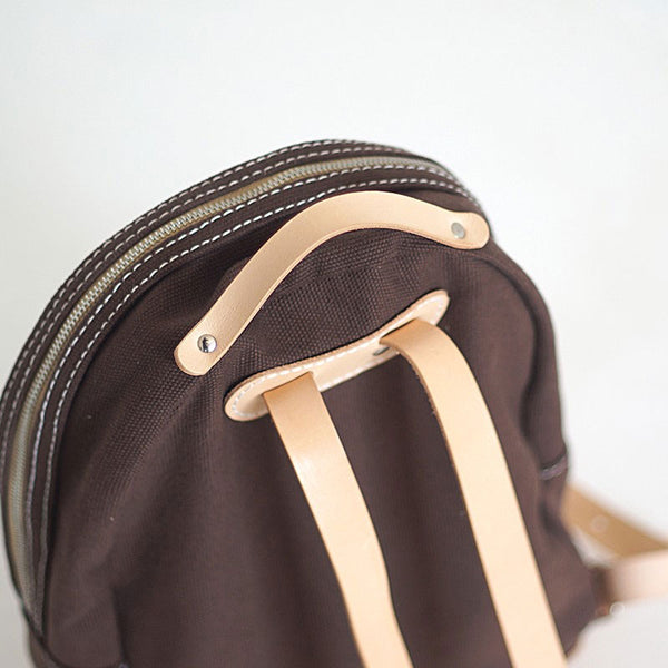 HANDMADE WOMENS Mini CANVAS LEATHER BACKPACK TRAVEL BACKPACK FOR WOMEN GH02591052