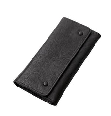 Tan Cool Leather Mens Long Wallet Black - Open View