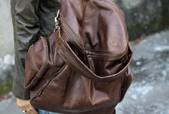 Handmade Leather backpack bag shoulder bag Coffee women leather purse - EverHandmade