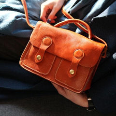 Brown Leather Satchel Purse Small Brown Leather Crossbody Bag - Annie Jewel