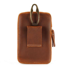 Cool Brown Leather Mens Belt Case Belt Pouch Mini Waist Pouch Belt Bags For Men
