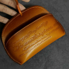 Handmade Vintage LEATHER MEN'S Womens Sunglasses Box - Open View