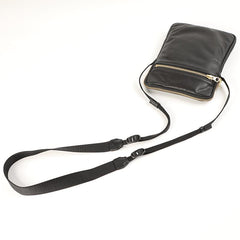 CASUAL BLACK LEATHER MEN'S 8 INCHES MIni Vertical Side Bag MESSENGER BAG BLACK PHONE Courier BAG FOR MEN