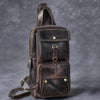 Cool Leather Mens 8" Brown Vintage Sling Bag Chest Bag One Shoulder Backpack for Men