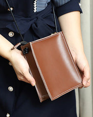 Cute Brown Leather Phone Purse Women Side Bag Box Phone Crossbody Purse For Women