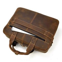 Vintage Brown Leather Men's 14‘’ Laptop Briefcase Professional Briefcase Computer Bag For Men