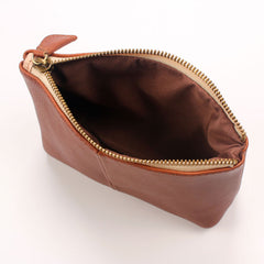 Vintage LEATHER Womens Zipper Wallet Change Wallet Makeup Pouches FOR Women